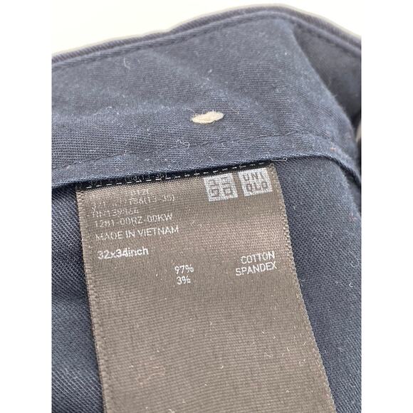 UNIQLO Men's Navy Blue Regular-Fit Straight-Leg Chino Pants SZ 32X34 - Picture 8 of 9